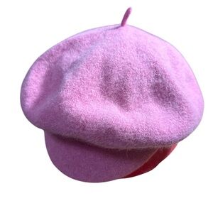 Womens Knit Pink Angora Blend  Beret By Betmar New York